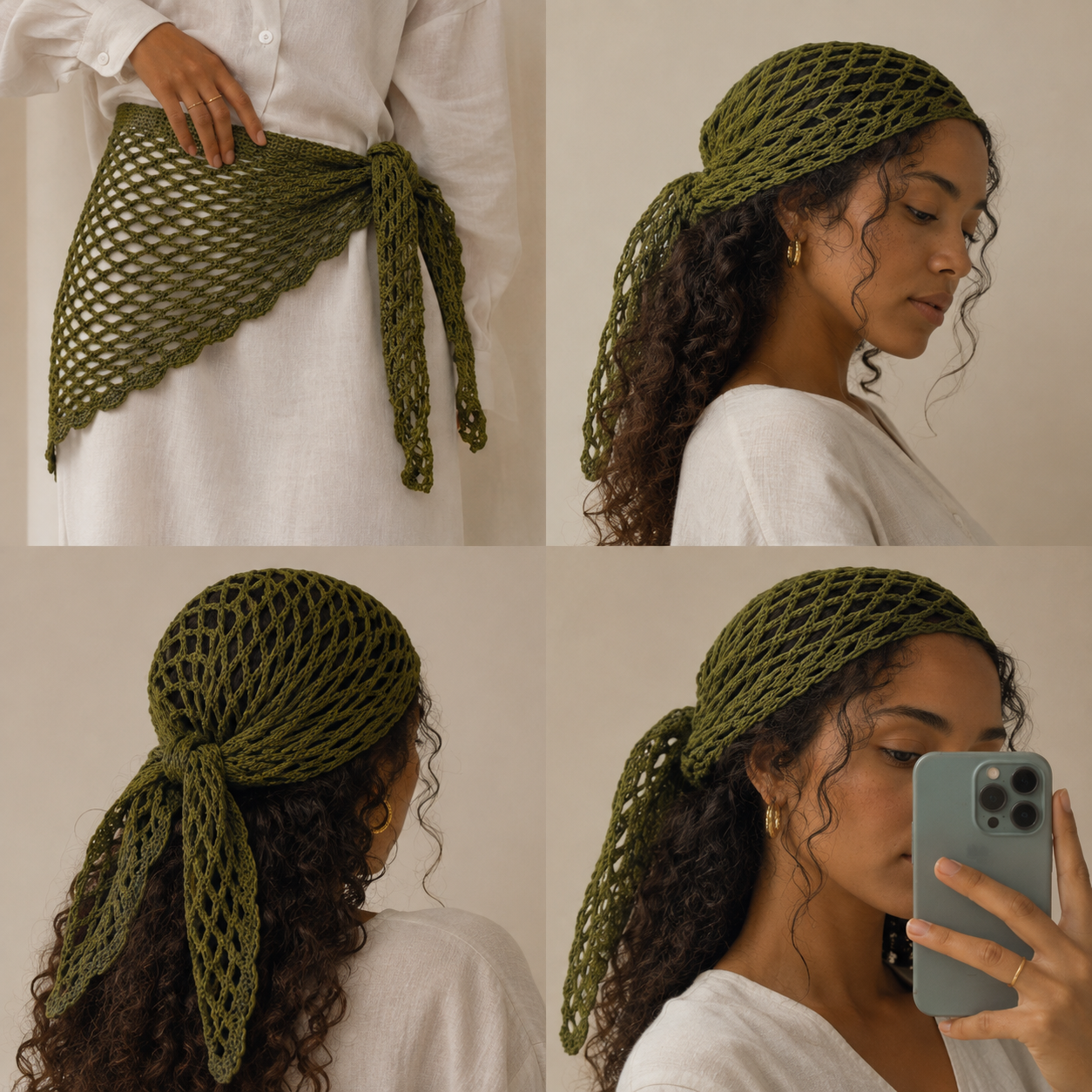 Kit crochet bandana femme – Foulard cheveux à crocheter DIY débutant | MyPeluchic