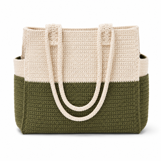 Kit crochet | Sac a main | Sac fourre tout vert olive | MyPeluchic