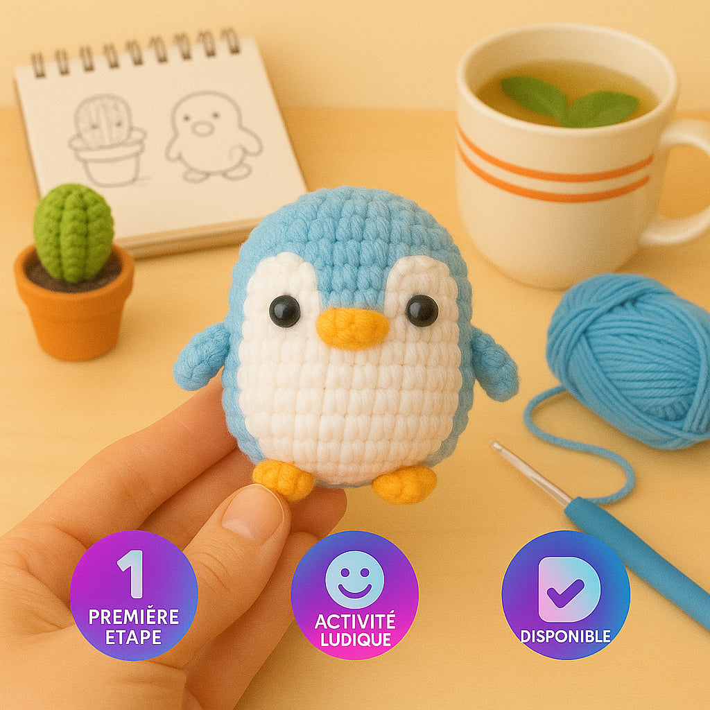 Kit crochet | Pingouin amigurumi | Kit DIY débutant | MyPeluchic
