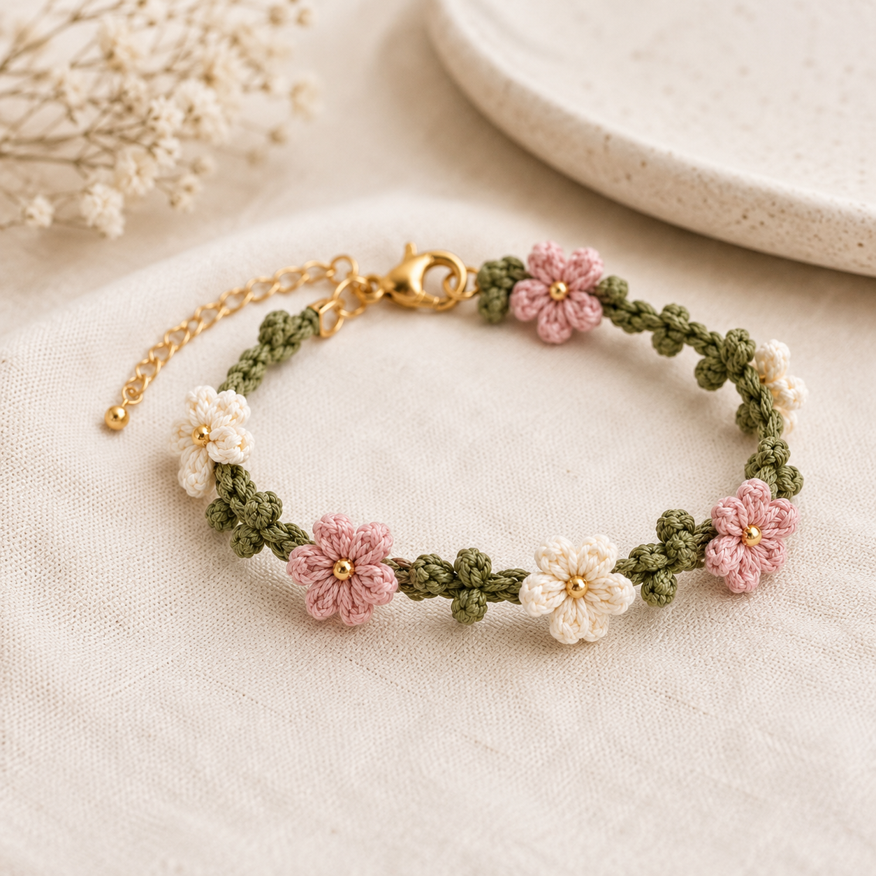 Kit crochet débutant bracelet Fleuri | Cadeau créatif DIY | MyPeluchic