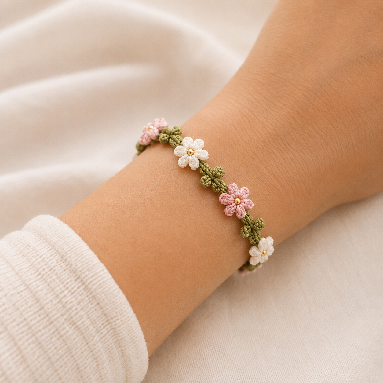 Kit crochet débutant bracelet Fleuri | Cadeau créatif DIY | MyPeluchic