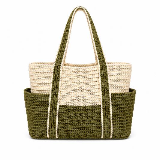Kit crochet sac à main | Sac fourre-tout vert olive DIY | MyPeluchic