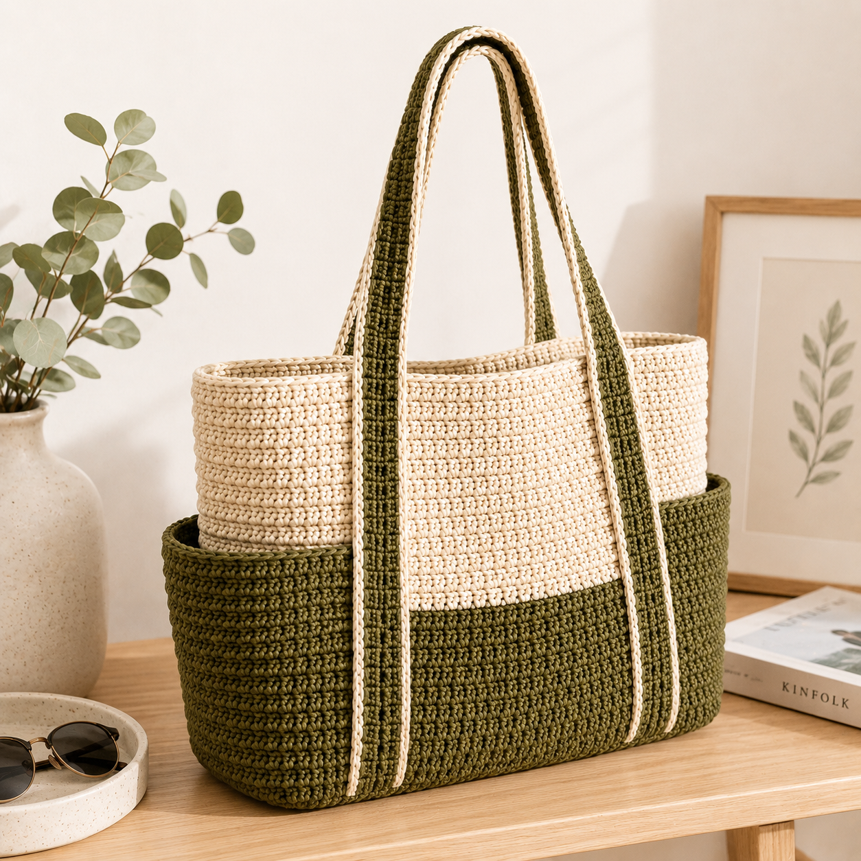 Kit crochet sac à main | Sac fourre-tout vert olive DIY | MyPeluchic