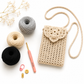 Pochette téléphone au crochet crème avec bandoulière